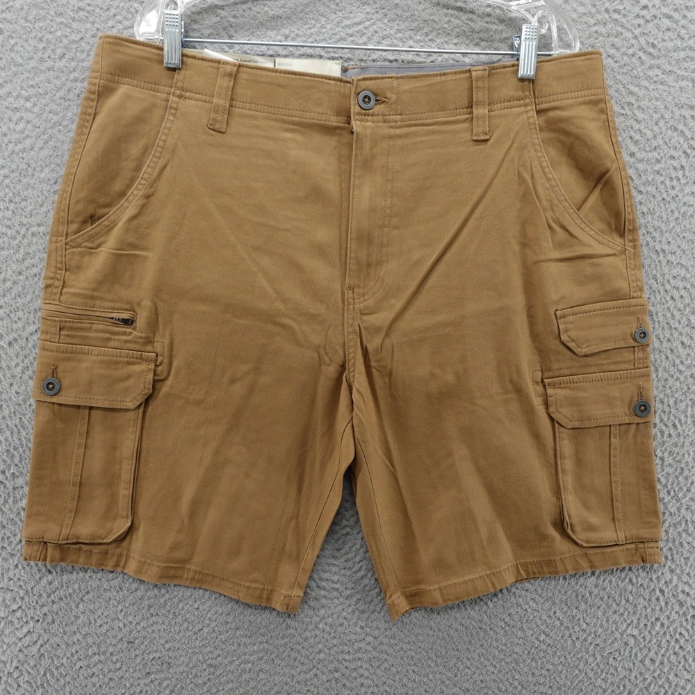 Iron Co Mens Stretch Twill Cargo Shorts Caramel Brown Size 38 Utility NEW